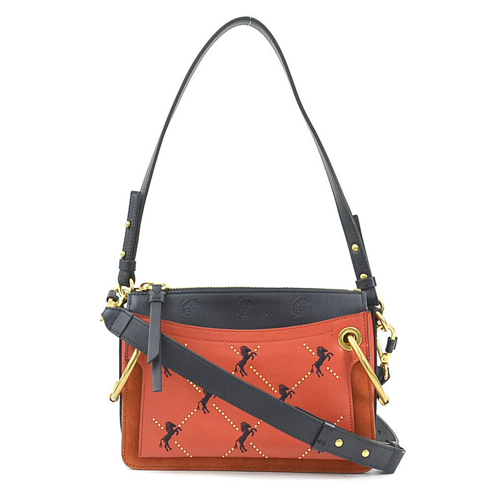 Chloe crossbody shoulder bag leather suede Burgundy Red black finish
